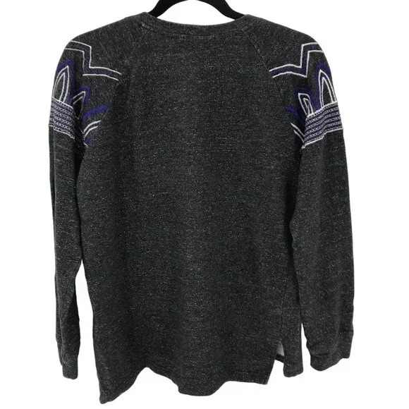 Hazel Womens Charcoal Embroidered Beaded Pullover Crew Long Sleeve Top Size M - Picture 4 of 7
